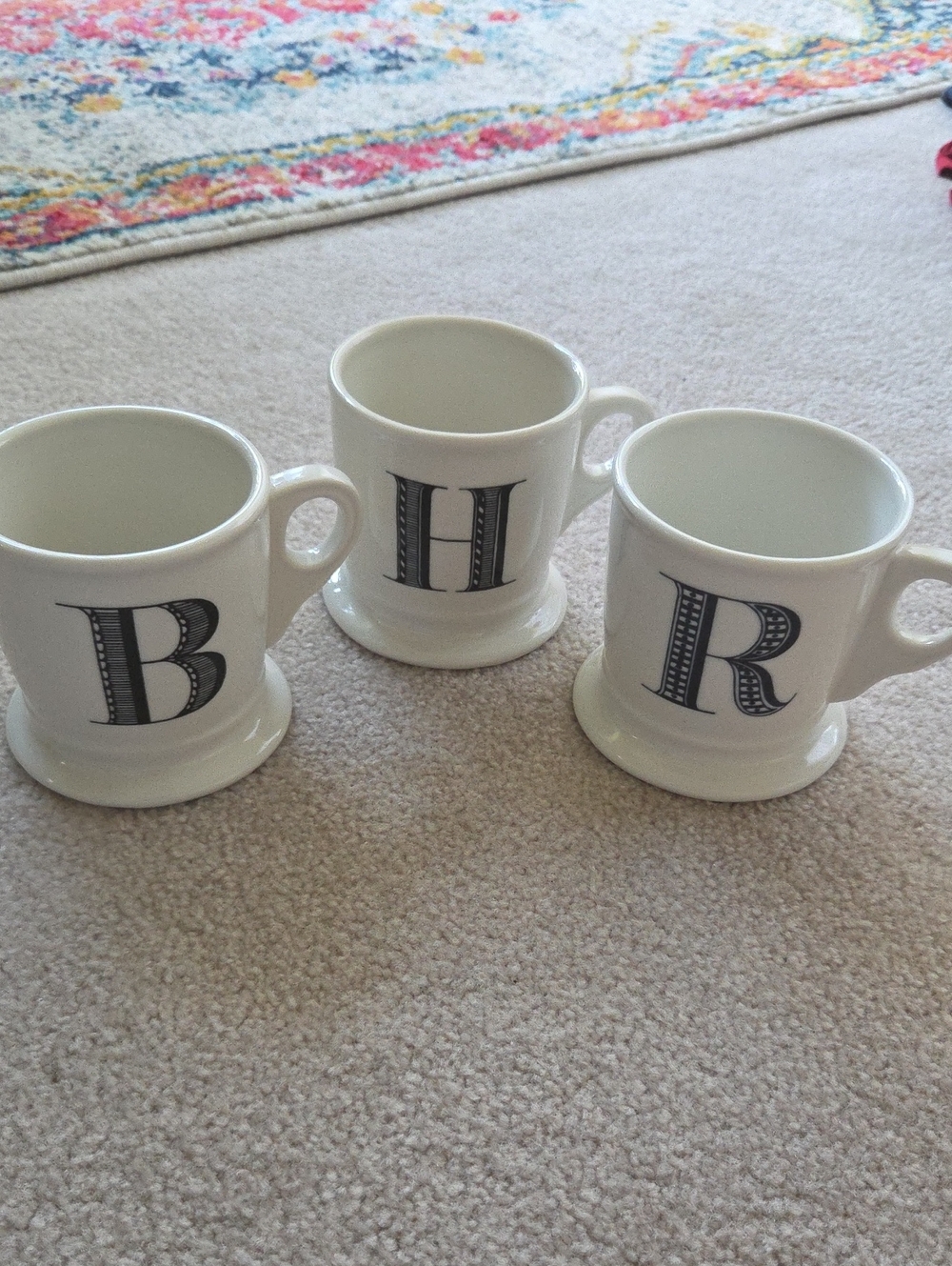 Anthropologie Monogram Mugs Set Of Three B, H, R